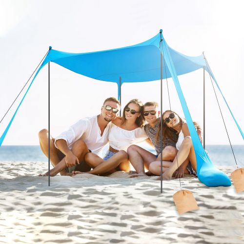 Beach Canopy Tent 10x10ft Sun Shelter Family Beach Tent Outdoor Shade UPF50+ with Sandbag Foldable Poles Carry Bag for Camping Trip Fishing Picnic Beach Canopy Tent 10x10ft Sun Shelter Family Beach Tent Outdoor Shade UPF50+ with Sandbag Foldable Poles Carry Bag for Camping Trip Fishing Picnic