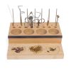 Kylebooker Angler Fly Tying Fishing Kit Tool Organizer - Wooden Fly Fishing Desk For 12 Fly Fishing Tools - Store Fly Tying Materials, Scissors, Bobbi