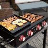 Tabletop Gas Grill Griddle, 4-Burner Portable Propane Grill Griddle Combo, for Backyard Outdoor BBQ Cooking, 40,000 BTU, Black