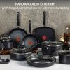 T-fal Ultimate Hard Anodized Nonstick Cookware Set 17 Piece,Oven Broiler Safe 400F,Lid Safe 350F,Kitchen Cooking Set w/ Fry Pans